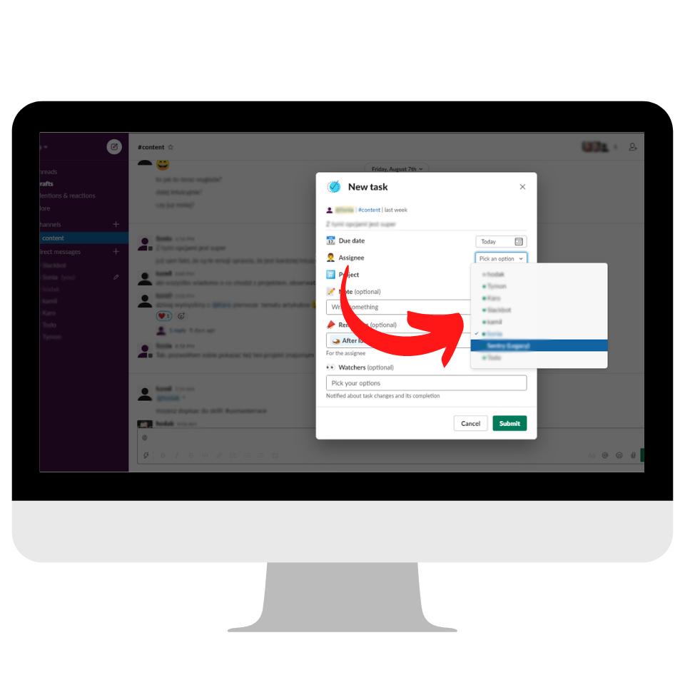 Assign Tasks to Slack Channels